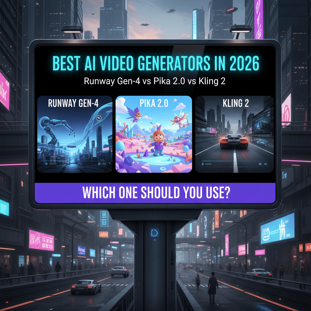 Best AI Video Generators in 2026: Runway Gen-4 vs Pika 2.0 vs Kling 2 Which One Should You Use?