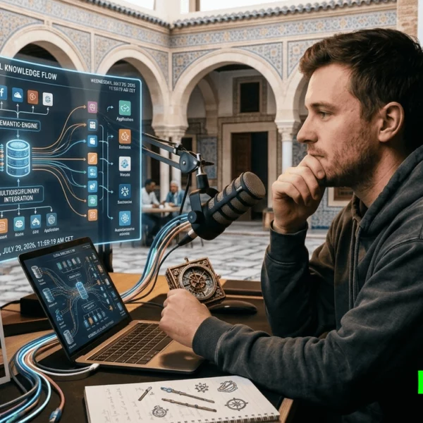 AI YouTube video production workflow showing script, voiceover, visuals, and editing stages connected in sequence