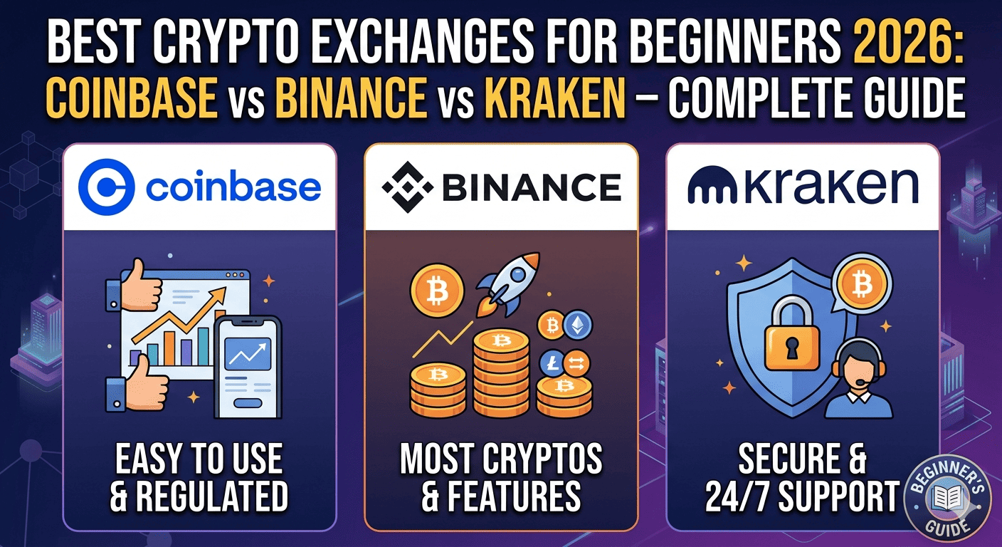 Best Crypto Exchanges for Beginners 2026: Coinbase vs Binance vs Kraken – Complete Guide