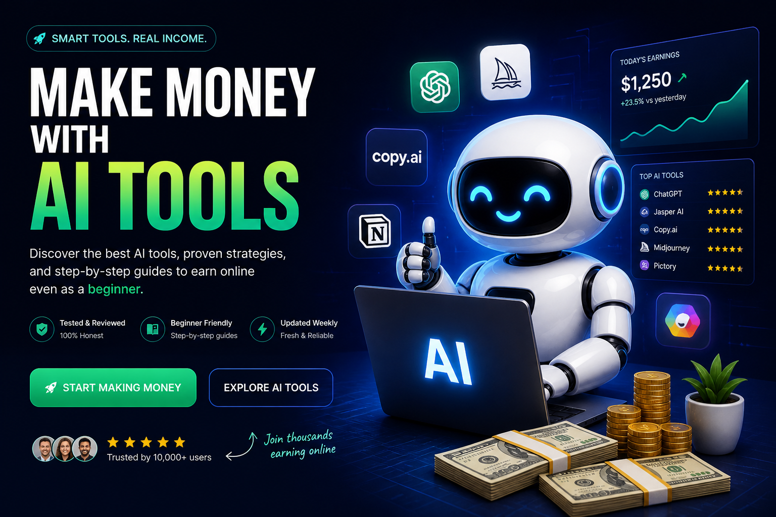 Comparison table of 7 AI content generator tools showing Claude, ChatGPT, Jasper, Writesonic, Surfer AI, Copy.ai, and Rytr with pricing and feature scores.