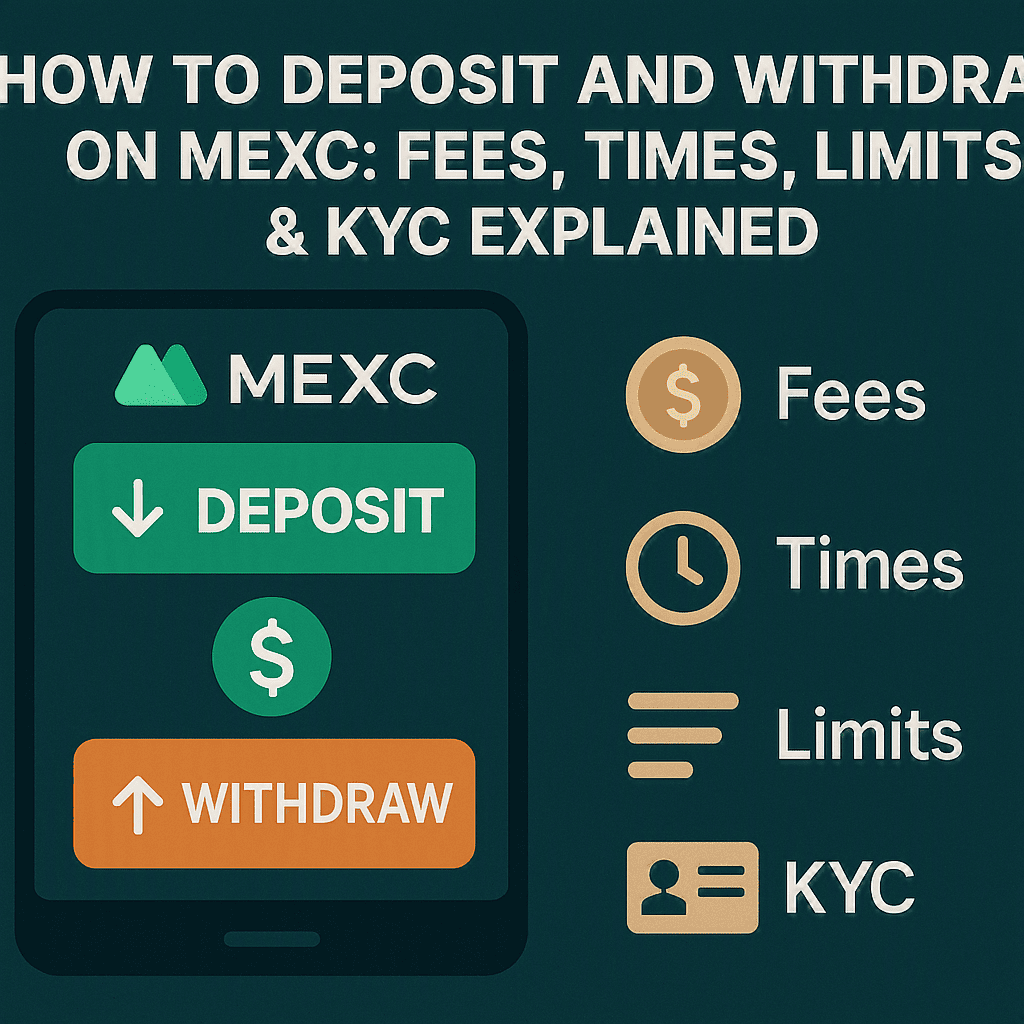 MEXC deposit and withdrawal dashboard showing the wallet interface with network selection and fee details