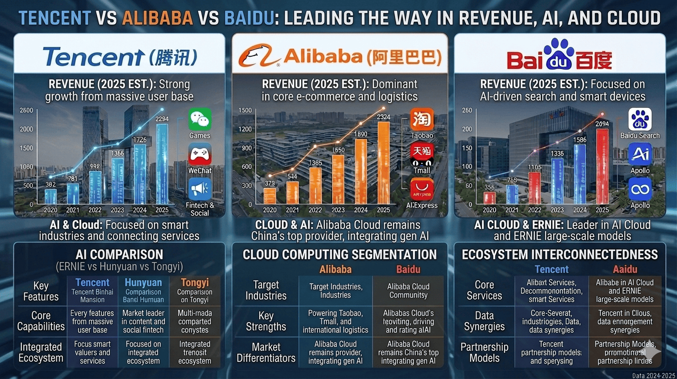 Tencent vs Alibaba vs Baidu: Who Wins in Revenue, AI, and Cloud?