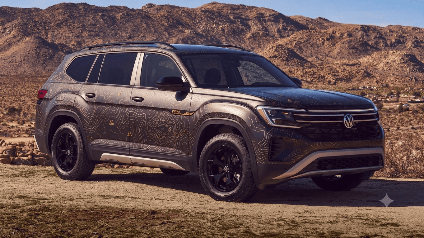 2026 Volkswagen Atlas dashboard showing the 12-inch Google Built-In infotainment screen with Gemini AI voice assistant active
