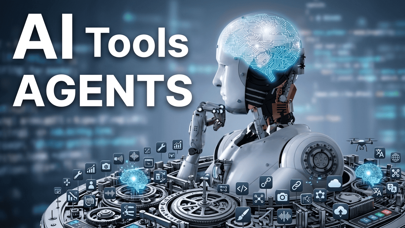 Collage of 10 free AI tool logos including NotebookLM, ModelScope, Goblin Tools, and Suno on a dark background