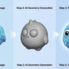 Hunyuan 3D free AI 3D model generator interface showing image-to-3D conversion of a product photo into a textured GLB model