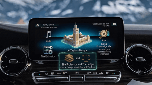 Mercedes MBUX Superscreen dashboard showing the AI virtual assistant with the living star avatar on the central display