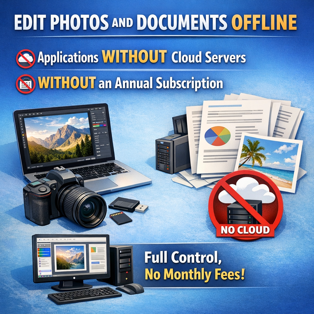 Edit Photos and Documents Offline: Applications Without Cloud Servers and Without an Annual Subscription